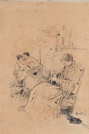 Pietro Scoppetta (Amalfi 1863 - Napoli 1920) Gioie domestiche china su...