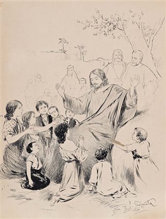 Pietro Scoppetta (Amalfi 1863 - Napoli 1920) Gesù Cristo circondato dai...