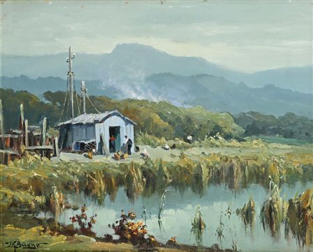 Leon Giuseppe Buono (Pozzuoli 1888 - Pozzuoli 1976) "Acquitrini di...