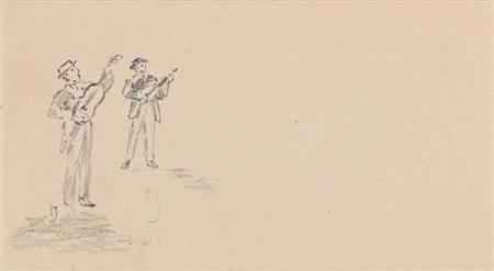 Pietro Scoppetta (Amalfi 1863 - Napoli 1920) La serenata carboncino su...