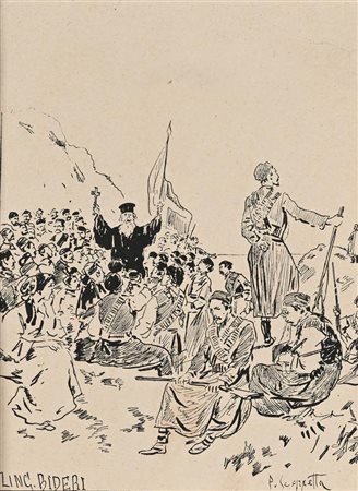 Pietro Scoppetta (Amalfi 1863 - Napoli 1920) Preghiera sulla spiaggia china...