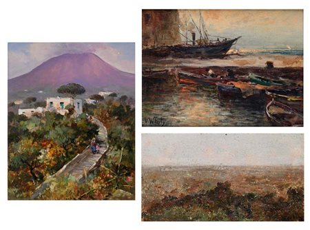 Valentino White (Positano 1909 - Ravello 1985) Tre vedute campane a) Campagna...