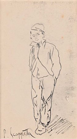Pietro Scoppetta (Amalfi 1863 - Napoli 1920) Ragazzo amalfitano matita e...