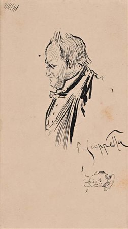 Pietro Scoppetta (Amalfi 1863 - Napoli 1920) Uomo di profilo china su...