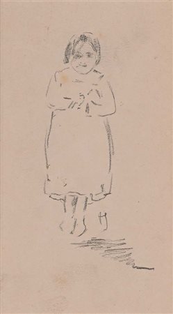 Pietro Scoppetta (Amalfi 1863 - Napoli 1920) Bimba matita su cartoncino cm...