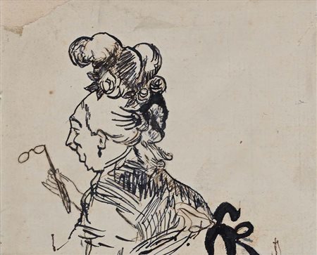 Pietro Scoppetta (Amalfi 1863 - Napoli 1920) "Caricatura della Signora...