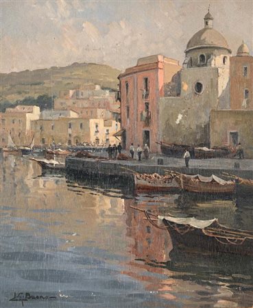 Leon Giuseppe Buono (Pozzuoli 1888 - Pozzuoli 1976) Porticciolo in una...