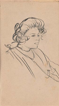 Pietro Scoppetta (Amalfi 1863 - Napoli 1920) Ritratto di donna carboncino su...