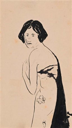 Pietro Scoppetta (Amalfi 1863 - Napoli 1920) Figura di donna con scialle nero...
