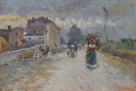 Adolfo Carlo Barone (Napoli 1861 - Napoli 1936) Figure per una via di paese...