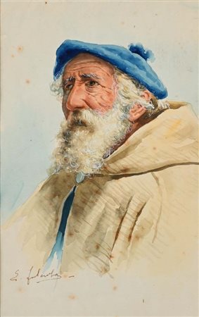 Eduardo Forlenza (Napoli 1861 - Napoli 1934) Vecchio pescatore acquerello su...