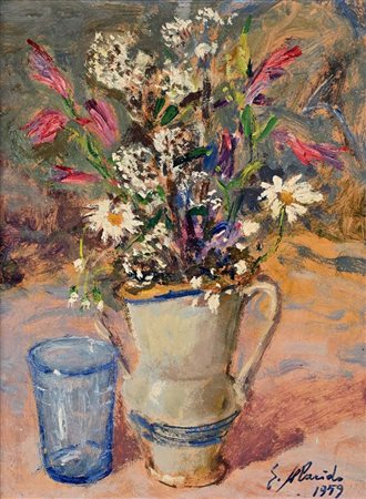 Errico Placido (Napoli 1909 - Portici 1983) Natura morta di fiori Olio su...