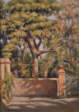 Franco Anastasi (Palermo 1887 - Napoli 1964) Alberi nella villa olio su tela...