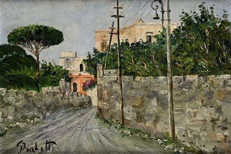 Gaetano Bocchetti (Napoli 1888 - Napoli 1990) Strada in periferia Olio su...