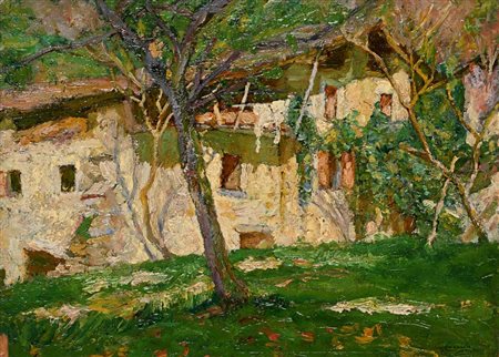 Guido Casciaro (Napoli 1900 - Napoli 1963) Case di campagna Olio su legno cm...