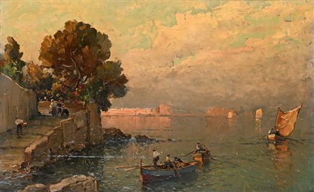 Nicolas De Corsi (Odessa 1882 - Torre Del Greco 1956) Barche di pescatori...