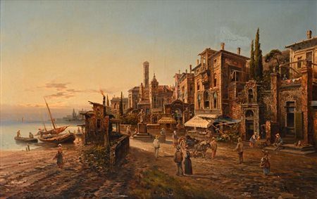 Henry Morton (1807 - 1890) Veduta di Messina Olio su tela cm 68,5 x 105 - in...
