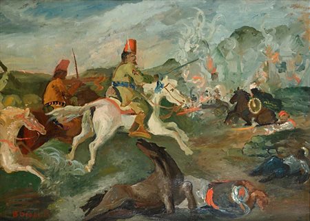 B. Bonci (scuola italiana del XX secolo) () Combattimento a cavallo contro...