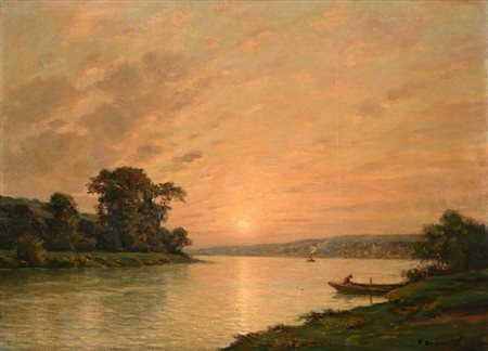 Victor Brugairolles (? 1869 - Vichy 1936) Luci sul fiume olio su tela cm 60 x...
