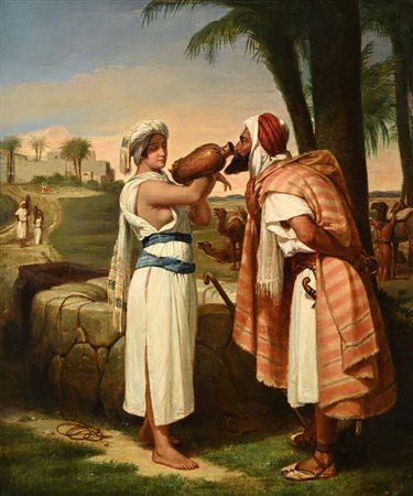 Horace Vernet (copia da) (Parigi 1789 - Parigi 1863) Rebecca e Eleazar al...