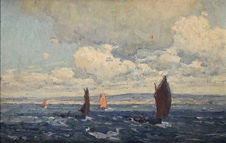 John Terrick Williams (Liverpool 1860 - Plymouth 1936) 'Sailing. Douarnenez....