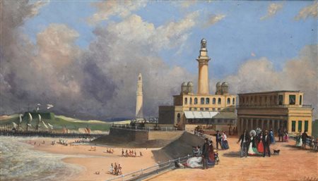 Scuola europea del XIX secolo (0 - 0) Veduta della spiaggia di Ostenda...