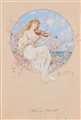 Pietro Scoppetta (Amalfi 1863 - Napoli 1920) La violinista matita, acquerello...
