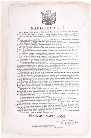 Napoleone I – Decreto militare per Dalmazia e Istria, Milano, 1806 Napoleone...