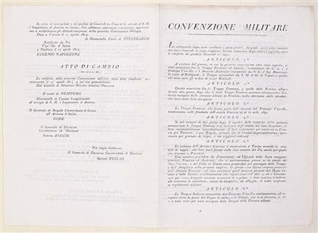 Convenzione militare tra truppe francesi, italiane e austriache, Verona e...