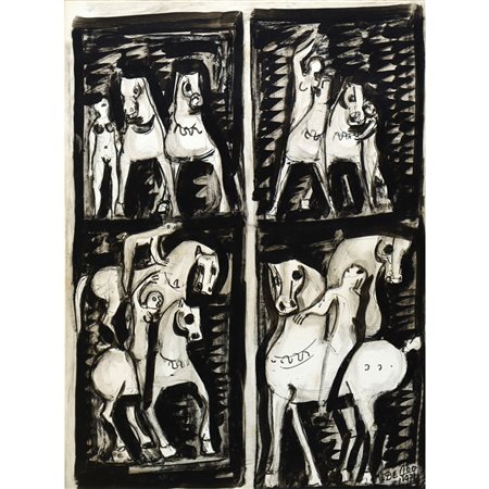 Giuseppe Defeo (1914 - 2000)  - Uomini e cavalli, 1971