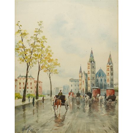 Alberto  Rossi (Torino  1858 - 1937)  - Berlino Tauentziel Straße