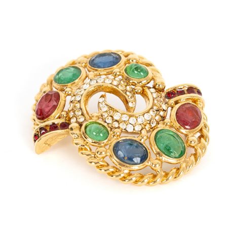 CASCIO BIJOUX, Spilla con montatura in metallo dorato