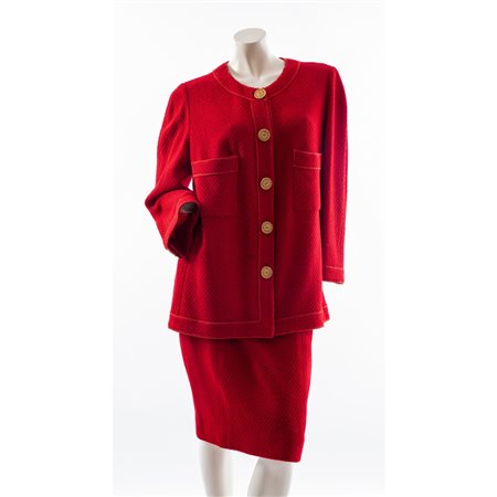CHANEL, Tailleur Giacca in tessuto di pura lana rosso