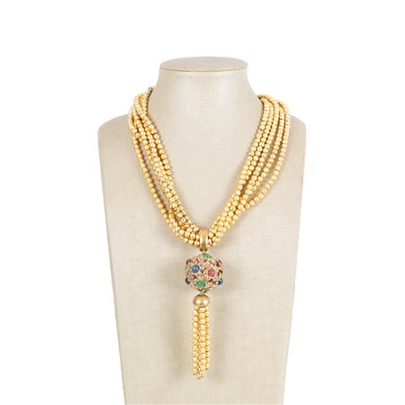 VALENTINO GARAVANI. Collana a cinque fili di perle dorate