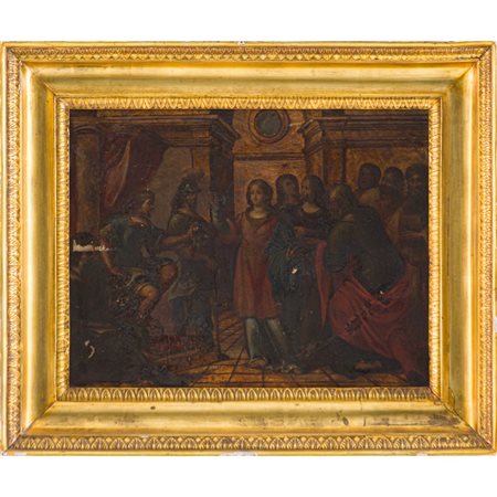 PITTORE SICILIANO DEL XVI SECOLO, Olio su alabastro
