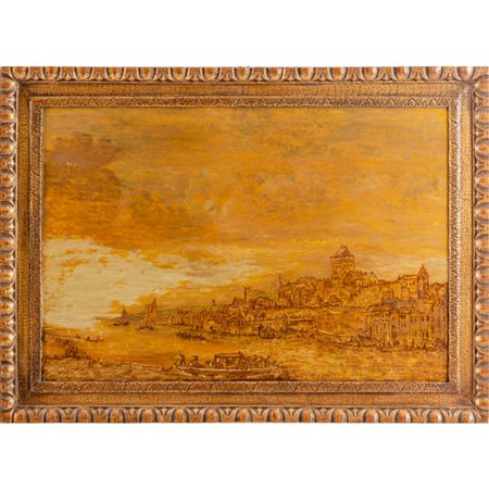 JAN VAN GOYEN (Attr.), Bozzetto ad olio su tavola parquettata