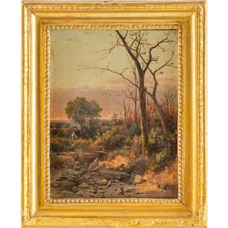 PITTORE FRANCESE XIX SECOLO (Scuola di Barbizon), Olio tela