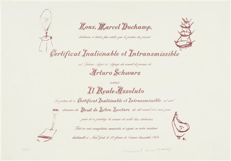 MARCEL DUCHAMP
Certificat de Lecture, 1964