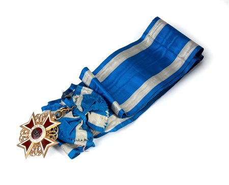  
Romania, Regno, Ordine Corona di Romania, fascia e pendente primo quarto XX sec.
 