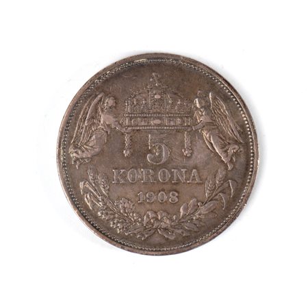  
Ungheria, moneta da cinque corone con dedica al verso primo quarto XX sec.
 