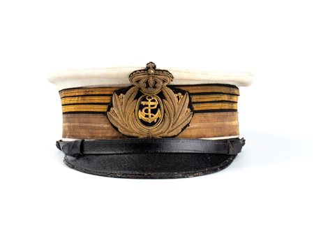  
Italia, Regno, periodo Umbertino, berretto estivo da Capitano di vascello  ultimo quarto XIX sec.
 