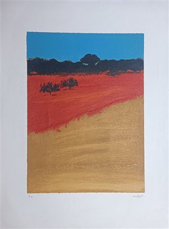 MATTIOLI CARLO Modena (Mo) 1911 Paesaggio Serigrafia su carta esemplare prova...