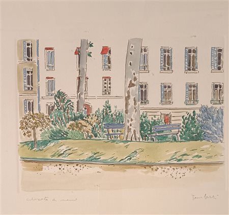 TAMBURI ORFEO Jesi (An) 1910 Parigi Incisione acquarellata a mano (pezzo...
