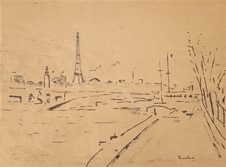 TAMBURI ORFEO Jesi (An) 1910 Parigi 1950 China su carta 24,00x32,00 Firmato...