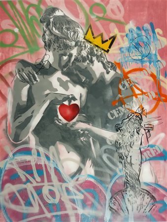 MART SIGNED Livorno (Li) 1988 The face of love 2026 Olio e spray su tela...