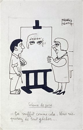 HENRY MAURICE Cambrai (Vr) 1907 Sèance de pose China su carta 23,50x21,00...