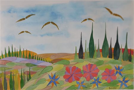 Fabio Recchia, Paesaggio toscano con cipressi