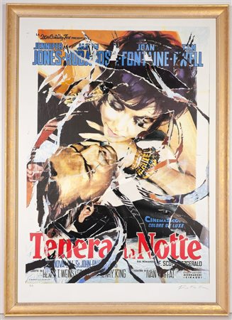 MIMMO ROTELLA, 70 X 100 cm, ”Tenera la Notte" Multiplo decollage : strappi di...