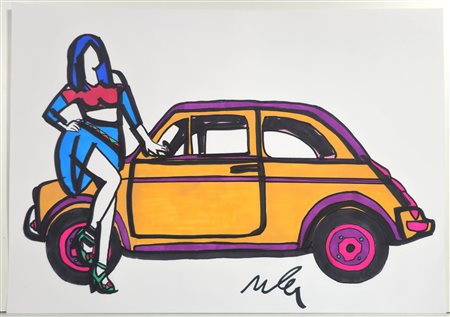 MARCO LODOLA, 30 X 42 cm, Pennarelli su carta firma in basso a destra opera...