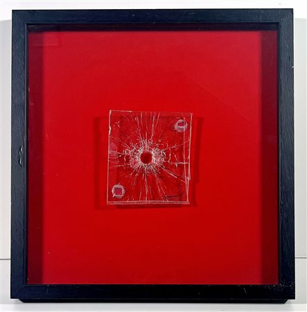 ANGELO BRESCIANINI, 36 X 36 cm, Senza Titolo. Spari su vetro applicato su...